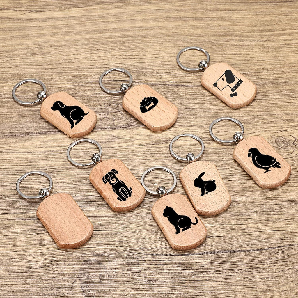 Unfinished wooden key chains