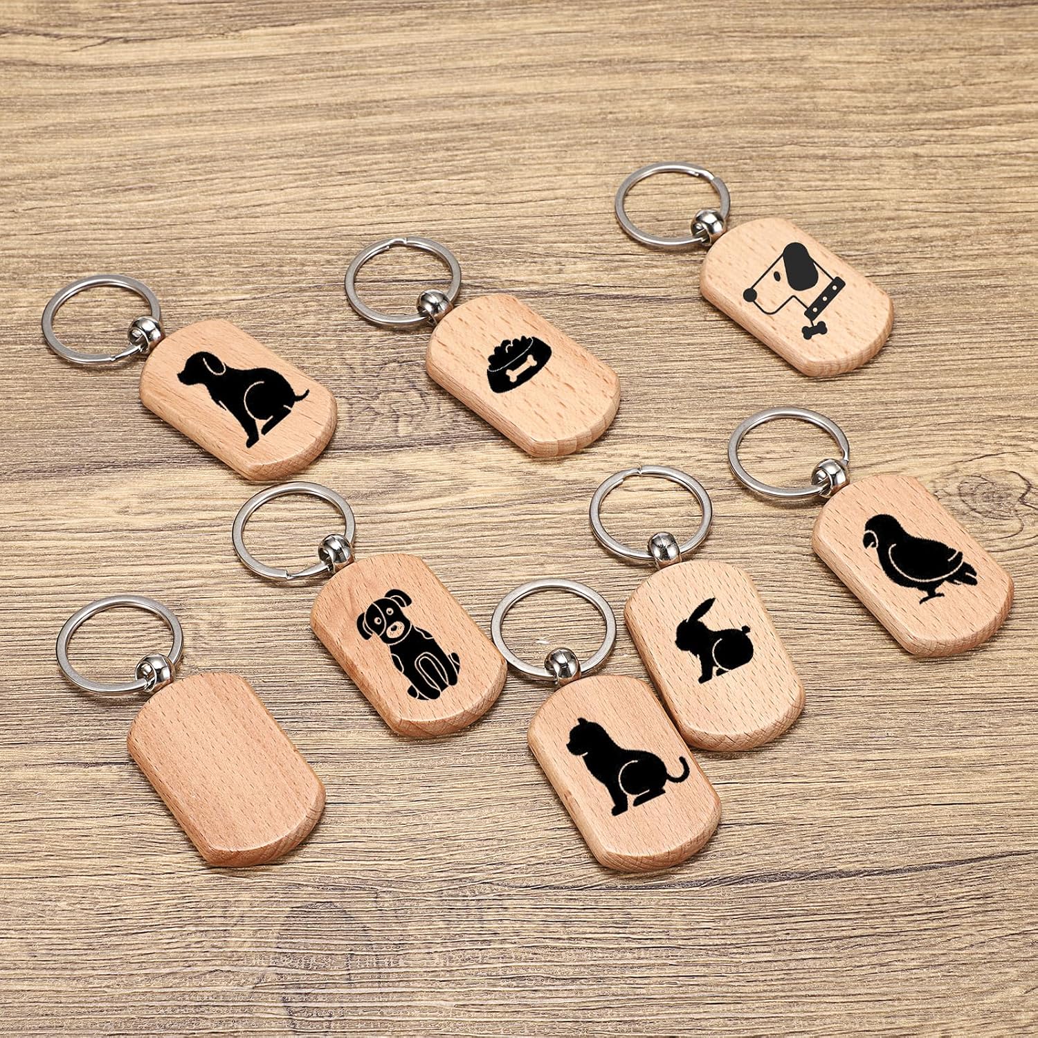Unfinished wooden key chains