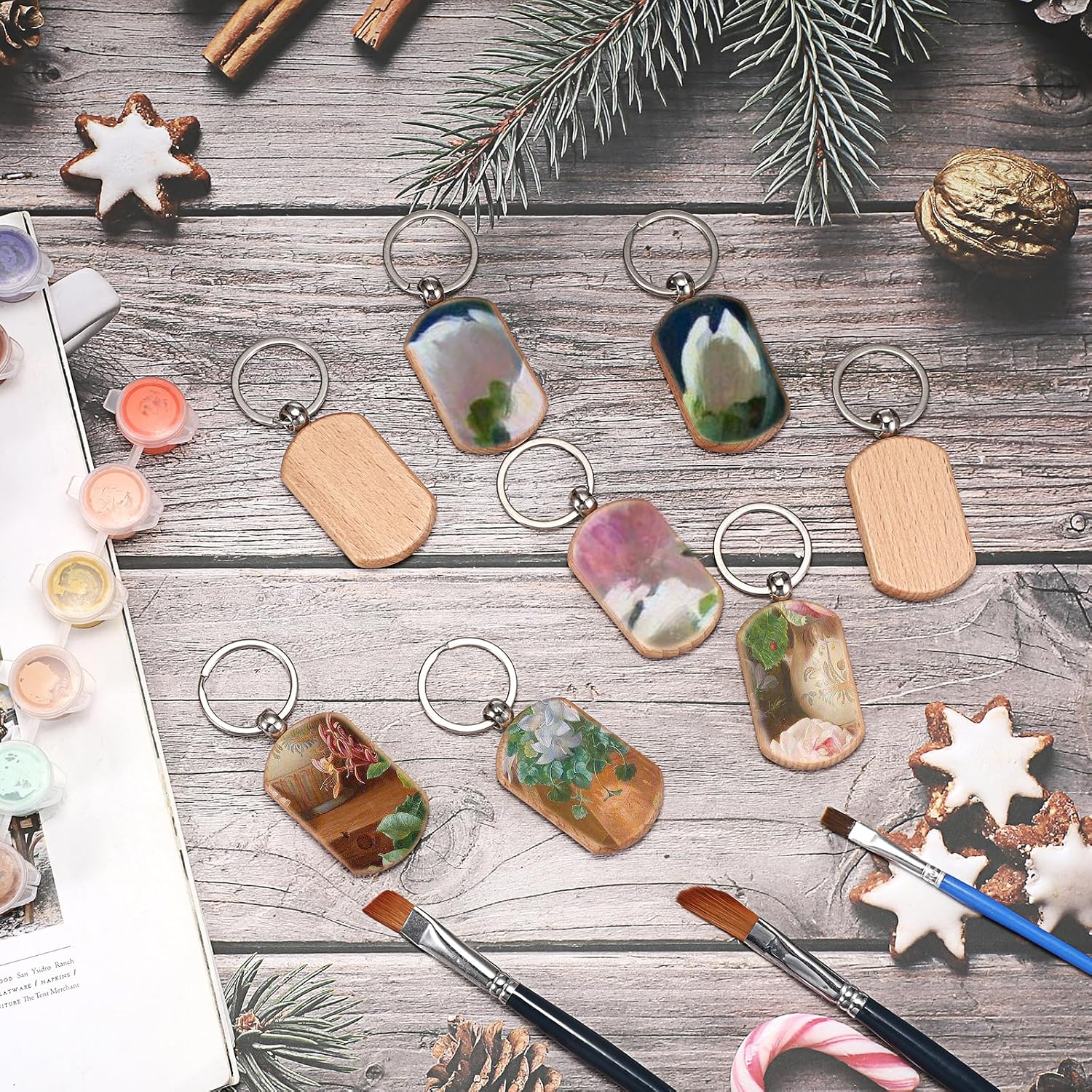 Unfinished wooden key chains